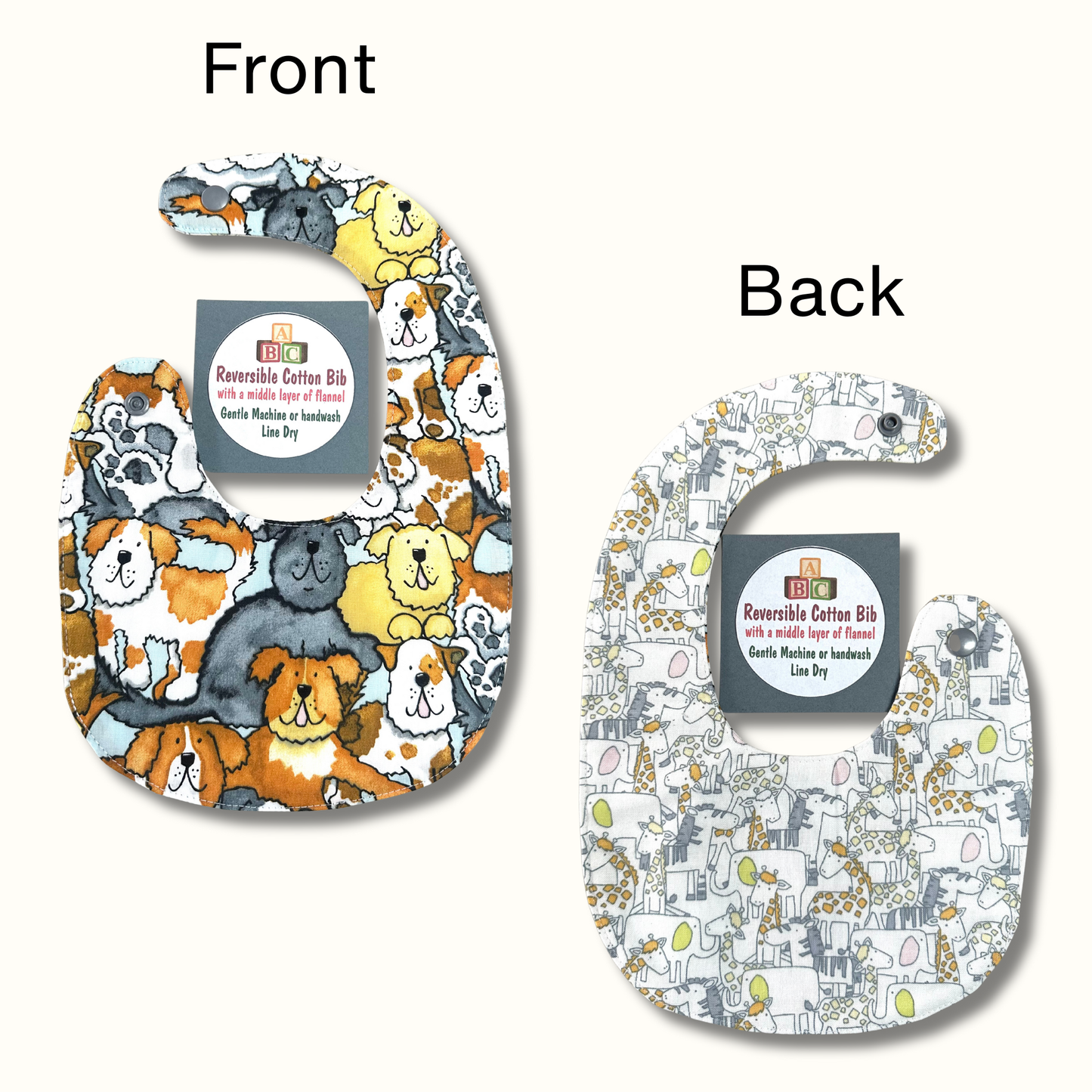 Handmade Reversible Cotton Baby Bibs