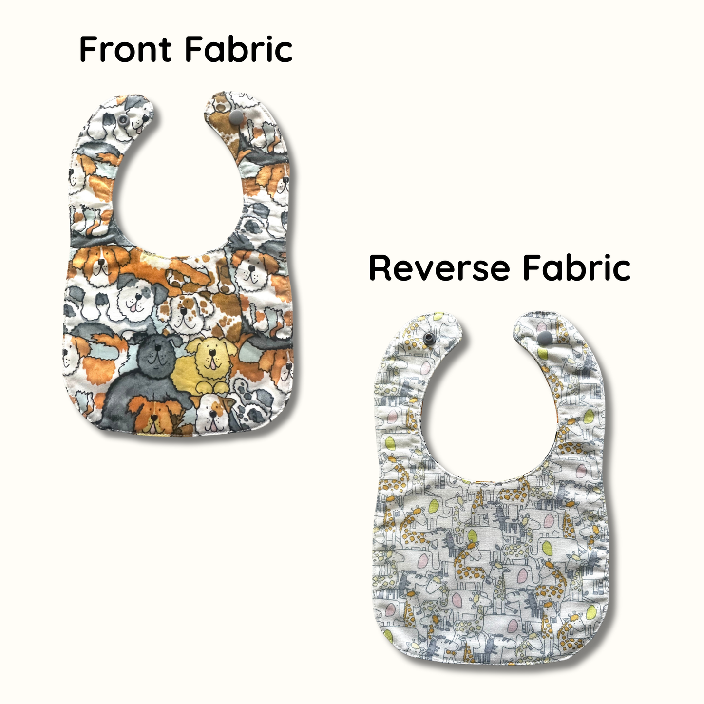Handmade Reversible Cotton Baby Bibs - Pet Design